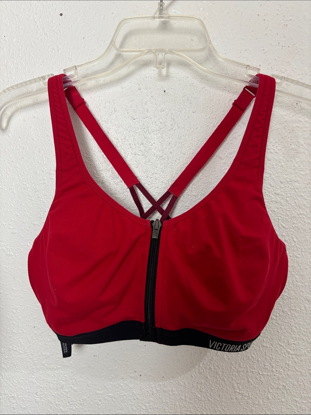 Victoria Sport Red Front-Zip Maximum Support Sports Bra Sz34D